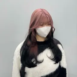 【デザインカラー】 ブリーチ(全頭orリタッチ)＋デザインカラー＋トリートメント 🐈‍⬛🎀