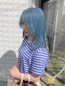 【ペールトーン、黒染め履歴がある方】2ブリーチ＋カラー       ハイトーンカラー ブリーチカラー レイヤー 暖色