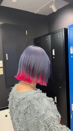 🍒デザインカラー🍒全体ホワイトケアブリーチ+裾orインナーカラー