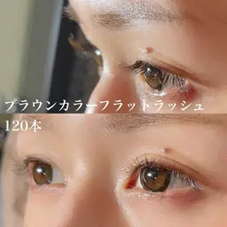 🤎ブラウンカラーフラットラッシュ100本🤎オフ込みコーティングお仕上げ