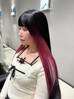 【 インナーカラー 】💘 ブリーチ1回+カラー+2step treatment 💘ロング料金なし♡