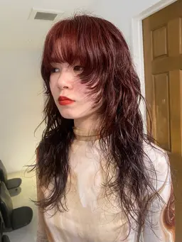 カットパーマカラー　※カットはボブ、ミディアムスタイル