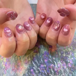 🌈オフありベースが選べるアクリルパーツ付け放題ネイル🌈