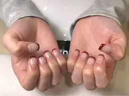 ［研修生］［オフィス・シンプル系］クリアベース+フレンチOrグラ♥エレガントスタイル♥甘皮ケア付き♥フィルイン対応