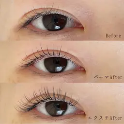 《🎀今話題のパーマエクステ🎀》まつげパーマ+バインドロック30束　オフ🈶+¥550 +30分　ご連絡ください！