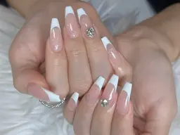 【チップ10本長さ出し】　フレンチ/ガラスフレンチ