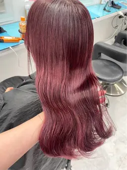 🍒今流行りの暖色カラー🍒【pink.red】ブリーチなしワンカラー＋オリジナルトリートメント🫶🏻💗 ̖́-‬