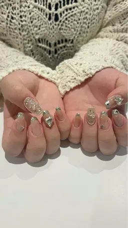 【ハンドジェル】 ジェルネイル / 60分アート追加/他店様オフ代別途/オフ・ケア込 / パーツ・アート代別途