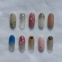 【オフあり】 グラデーション+写真アート2本付