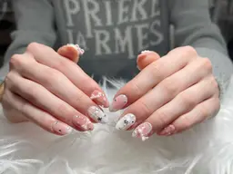 🎀ハンドネイル自爪🎀持ち込みデザインアート10本パーツ、シールつけ放題(ソフトジェルオフ無料)