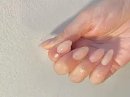 ジェルオフなし【深爪矯正エクステ(ショートorミディアム)】シアー系ヌーディワンカラーで目立たずさりげない美爪に✨