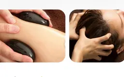 満月：温石（ホットストーン）若石足つぼ 70分 ＋ 炭酸ドライヘッドスパ 20分