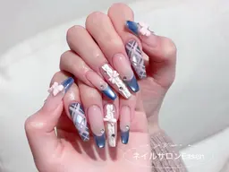 【持ち込みデザイン】✨フルアートコース✨パーツ6個付き✨初回ソフトジェルオフ込み✨フィルイン対応