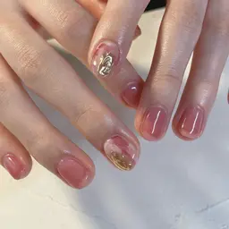 【ご新規様.オフ込】ワンカラー➕シンプルニュアンスアート2本🉐ドライケア込♡