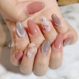 スカルプチュア(長さ出し)1カラー、グラデーション+4本アート(ネイルケア込み)