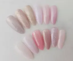 【Jrネイリスト】(オフなし)💫手が綺麗に見える 上品オフィスラメネイル💫自爪を削らないノンサンディングベース使用