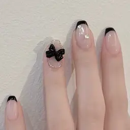 パーツ2つ無料✨黒🖤ブラックフレンチネイル🐈⬛