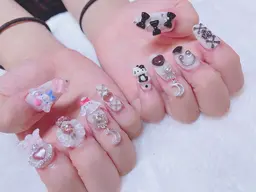 長さだし&有料パーツ60分付け放題★お好きなパーツをお時間内お付け出来ます!ベースカラー/ベタ塗り1色