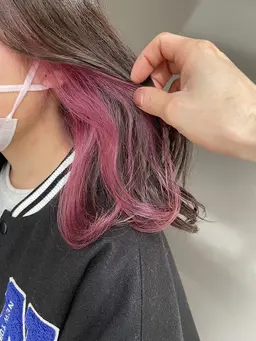 【SNSで人気☆インナーカラー】インナーブリーチ＋カラー＋プレTR ￥7000