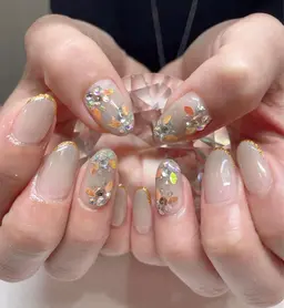 🉐人気 [オフ込み+ケーア付き]ジェルやり放題💅アート4本～6本程度持ち込みデザイン パラジェル