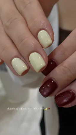 左右で異なる色のアシンメトリーワンカラー🌷🦋マグネットやミラー+¥500​〜​¥1000で可能💅🏼