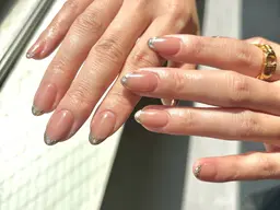 🎡【自爪】ガラスフレンチ　(ベース色追加無料、初回ソフトジェルオフ無料)