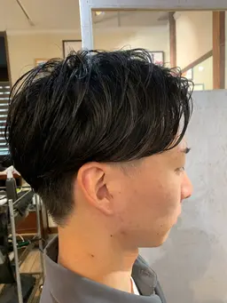 メンズ向けカット+パーマ+前処理トリートメント