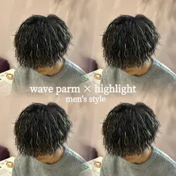 🇺🇸海外風🇺🇸 カット ＋ 波巻きパーマ ＋ ブリーチ3Dハイライト