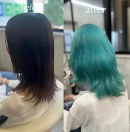 Tik Tok！で話題の黒染め落とし　ブリーチ2回+ケアカラー＋TR　￥30000