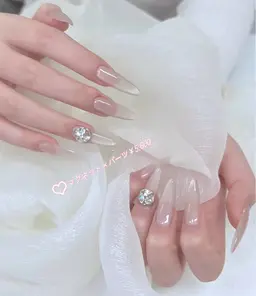 💅【Hand マグネットフレンチ+2個パーツ】💅ソフトジェルオフ無料￥5,600