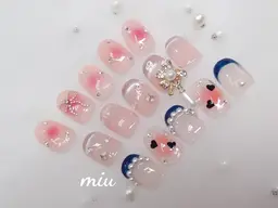 【ハンド/🙅オフなし🙅】韓国で大人気💕ワンホンネイル🌈パラジェル変更+￥500