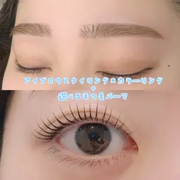 １番人気‼️【アイブロウスタイリング(wax脱毛)×選べるまつ毛パーマ(上) 】🌸カラーリング(眉毛)追加¥12100