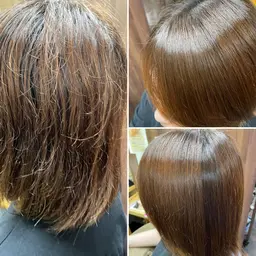 美髪矯正＋プレケア＋薬剤分解除去＋薬弱酸性に傾けるケア＋3ステップトリートメント