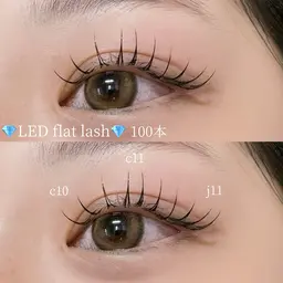 🌟当日限定🌟【LEDマツエク】フラットラッシュ100本（オフ込み）🎀➕美容コーティング付き🩵束感仕上げ🩵