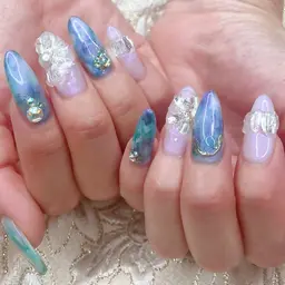 ご新規さま限定🩵クリスタルフラワー✨とニュアンスネイル（オフ込み）