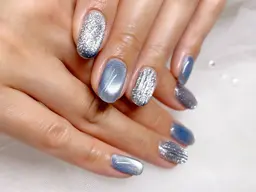 水光マグネットネイル💅💕オフケア付き#ガラスマグ#ぷるマグ