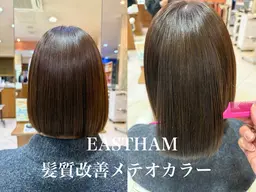 脱白髪染め+髪質改善カラー