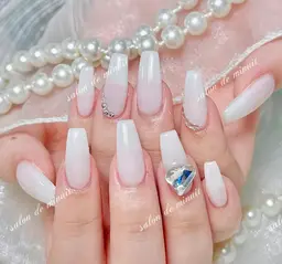 💖『チップ長さ出し』ワンカラー➕2個大きいパーツ/2本ストーン埋め尽くし8500土日祝9500