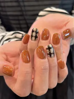 【オフなし】✽練習モデル✽ アート2本(チェック柄)