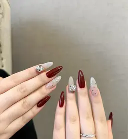 チップ+ジェル長さだし持ち込みデザインシンプルデザイン