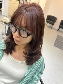 全体カラー、シャンプー、ブロー