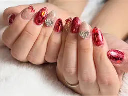 オフ込み/オフなしハンドバレンタイン向けネイル🍫💌¥8000/アート4本🎨パーツ別途料金✨