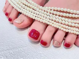 【FOOT★美しい素足】かかとの角質ケア+ワンカラーfrラメグラデーション