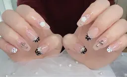 チップ長さ出し有りフレンチネイルアート