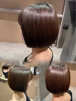 韓国風ボブヘアカット(顎下​〜​肩ボブ)✂️+UFB🫧+トリートメント🧴