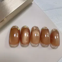 🌟トレンドガラスフレンチ【¥4000】　　　　他店オフ無料、長さだしや補強も2本まで料金込み｡ﾟベースカラー変更🉑