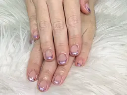 ハンドジェルフレンチ（ラメラインorベースカラー込み）【オフ無し】※スカルプオフの場合＋600円事前にご連絡ください