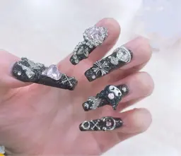 【地雷系推し】チップスカルプ長だし🍀10本ゴテゴテ持ち込みデザイン10本