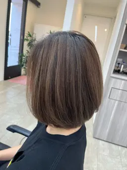 【 透明感カラー・脱白髪染め 】ケアブリーチハイライト＋フルカラー ＋質感アップTR ［金沢市/美容院/暖色］