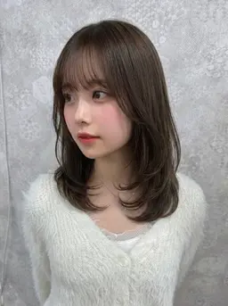 💄ミニモ限定💄中顔面短縮レイヤーカット+透明感カラー+premium髪質改善トリートメント/韓国風/ミニモ学割
